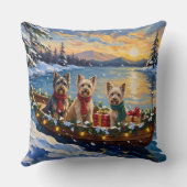 Tibetan Terrier Christmas Boat Holiday クッション (裏面)