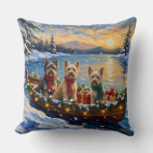 Tibetan Terrier Christmas Boat Holiday クッション (正面)