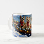 Tibetan Terrier Christmas Boat Holiday コーヒーマグカップ (正面左)