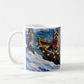 Tibetan Terrier Christmas Boat Holiday コーヒーマグカップ (左)