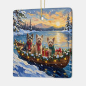 Tibetan Terrier Christmas Boat Holiday セラミックオーナメント (左)