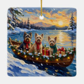 Tibetan Terrier Christmas Boat Holiday セラミックオーナメント (裏面)