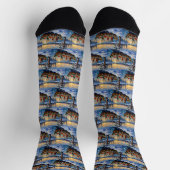 Tibetan Terrier Christmas Boat Holiday ソックス (上部)