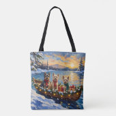 Tibetan Terrier Christmas Boat Holiday トートバッグ (裏面)