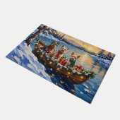 Tibetan Terrier Christmas Boat Holiday ドアマット (アングル)