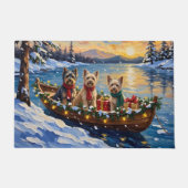 Tibetan Terrier Christmas Boat Holiday ドアマット (正面)