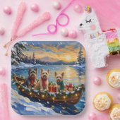 Tibetan Terrier Christmas Boat Holiday ペーパープレート (パーティー)
