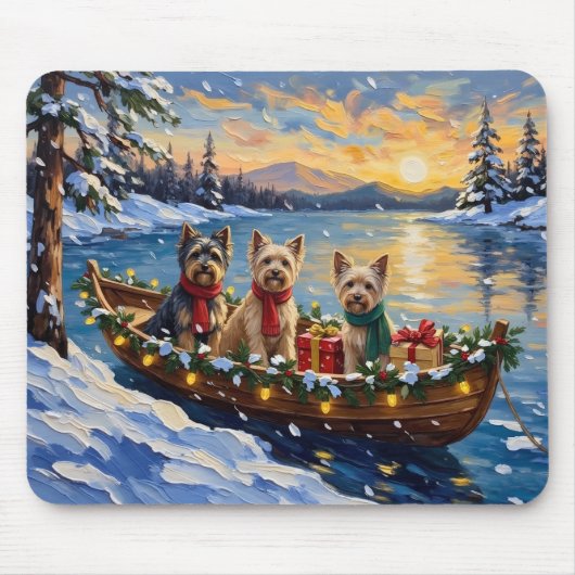 Tibetan Terrier Christmas Boat Holiday マウスパッド (正面)