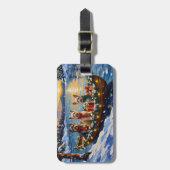 Tibetan Terrier Christmas Boat Holiday ラゲッジタグ (正面縦)