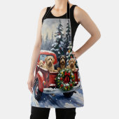 Tibetan Terrier Christmas Red Truck Holiday エプロン (インサイチュ)