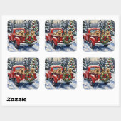 Tibetan Terrier Christmas Red Truck Holiday スクエアシール (シート)