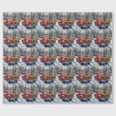 Tibetan Terrier Christmas Red Truck Holiday ラッピングペーパー (フラット)