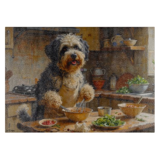 Tibetan Terrier Cooking in Kitchen カッティングボード (正面)