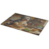 Tibetan Terrier Cooking in Kitchen カッティングボード (角)