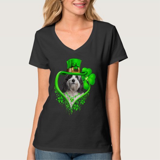 Tibetan Terrier Dog St Patricks Day Lover Irish Sh Tシャツ (正面)