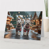Tibetan Terrier Dogs Christmas Snow Holiday カード (正面)