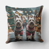 Tibetan Terrier Dogs Christmas Snow Holiday クッション (裏面)