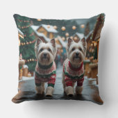 Tibetan Terrier Dogs Christmas Snow Holiday クッション (正面)