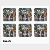 Tibetan Terrier Dogs Christmas Snow Holiday スクエアシール (シート)