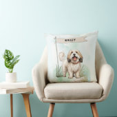 Tibetan Terrier Watercolor Personalized Dog クッション (椅子)