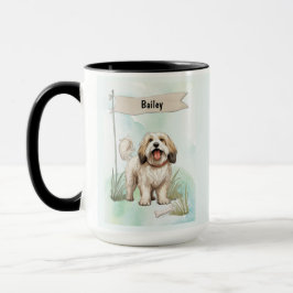 Tibetan Terrier Watercolor Personalized Dog マグカップ