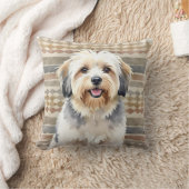 Tibetan Terrier Watercolor Textile Pattern Art クッション (ブランケット)