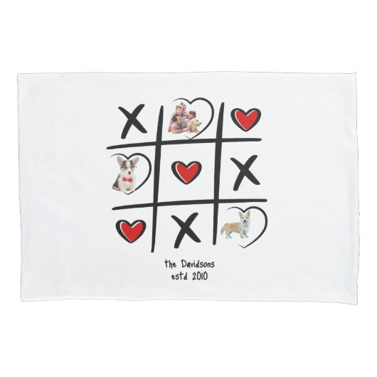 Tic-Tac-Toeファミリーピロー（写真付き） 枕カバー (正面)