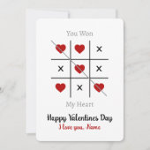 Tic-Tac-Toe:あなたは私のハートバレンタインデーのカードを獲得した ノートカード (正面)