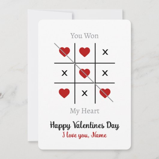 Tic-Tac-Toe:あなたは私のハートバレンタインデーのカードを獲得した ノートカード (正面)