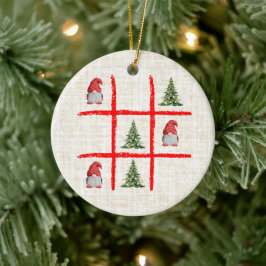 Tic Tac Toe クリスマスツリー – 北欧風コットンリネン生地 セラミックオーナメント