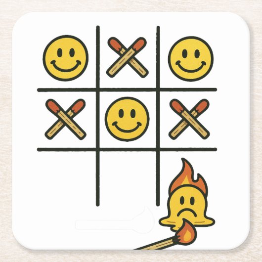 Tic Tac Toe スクエアペーパーコースター (正面)