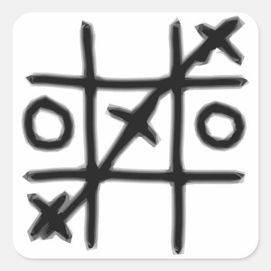 Tic Tac Toe - 3列 スクエアシール (正面)