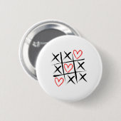 Tic-tac-toe Hearts And Crosses Valentine's Day  缶バッジ (正面&裏面)