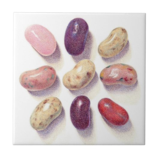 TIC TAC TOE JELLY BEANS 4.25" スクエア セラミックタイル (正面)