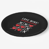 Tic Tac Toe Love勝利誕生日バレンタインデー ペーパープレート (アングル)