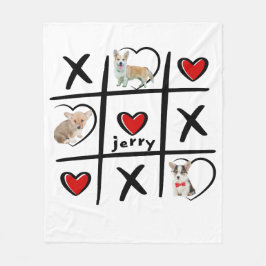 Tic-Tac-Toe Pet Loverの写真と名前 フリースブランケット