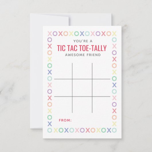 Tic Tac Toe Valentineカードまたはラベル ノートカード (正面)