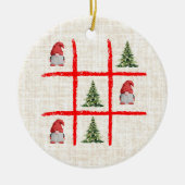 Tic Tac Toe Xmas Trees – Cozy Linen Scandinavian セラミックオーナメント (正面)