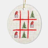Tic Tac Toe Xmas Trees – Cozy Linen Scandinavian セラミックオーナメント (左)