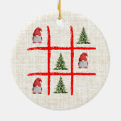 Tic Tac Toe Xmas Trees – Cozy Linen Scandinavian セラミックオーナメント (裏面)