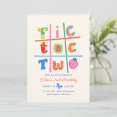 Tic Tac Two ガールズ 2歳の誕生日パーティーの招待状 招待状 (スタンド正面)