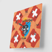 Ticino Schweiz Suisse Svizzera Svizra Uhr スクエア壁時計 (傾斜)