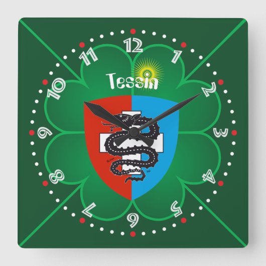 Ticino Schweiz Suisse Svizzera Svizra Uhr スクエア壁時計 (正面)