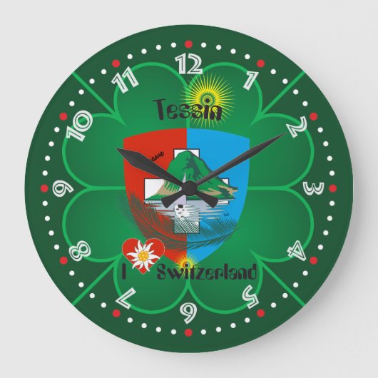 Ticino Schweiz Suisse Svizzera Svizra Uhr ラージ壁時計 (正面)