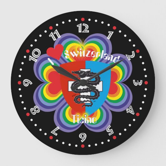 Ticino Schweiz Suisse Svizzera Svizra Uhr ラージ壁時計 (正面)