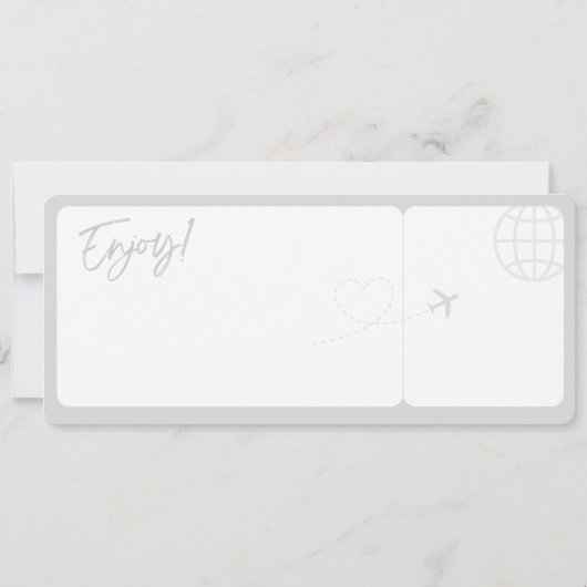 Ticket Plane Surprise Trip Travel Boarding Pass 招待状 (裏面)