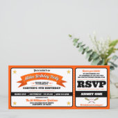 Ticket Style Baseball Birthday Party 招待状 (スタンド正面)