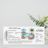 Ticket-Style Pool Party Invitation – Birthday Bash 招待状 (スタンド正面)