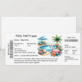 Ticket-Style Pool Party Invitation – Birthday Bash 招待状 (正面/裏面)