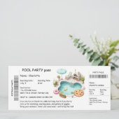 Ticket-Style Pool Party Invitation – Birthday Bash 招待状 (スタンド正面)